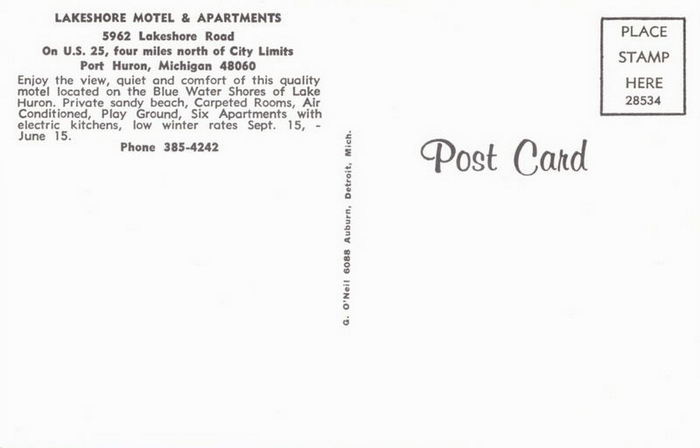 Lakeshore Motel and Apartments - Postcard (newer photo)